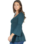 Long Bell Sleeve Flared Tunic Top