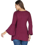 Long Bell Sleeve Flared Tunic Top