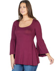 Long Bell Sleeve Flared Tunic Top