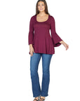 Long Bell Sleeve Flared Tunic Top