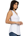 V Neck Tunic Tank Top with Round Hemline