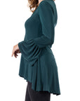Long Bell Sleeve High Low Tunic Top