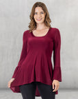 Long Bell Sleeve High Low Tunic Top