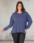 Relaxed Fit Ribbed Knit V Neck Sweater Top