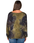 Green Tie Dye Batwing Sleeve Relaxed Fit Top