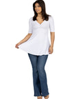 Short Sleeve Tunic Top with Button Detail
