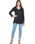 Flared Long Sleeve Henley Tunic Top
