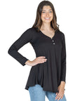 Flared Long Sleeve Henley Tunic Top