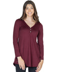Flared Long Sleeve Henley Tunic Top