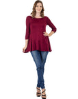 Ruched Sleeve Swing Tunic Top