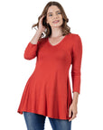 V-Neck Loose Fit Three Quarter Sleeve Tunic Top