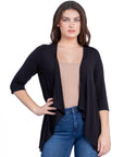 Elbow Length Sleeve Open Cardigan