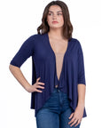 Elbow Length Sleeve Open Cardigan