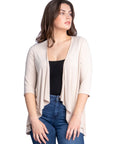Elbow Length Sleeve Open Cardigan