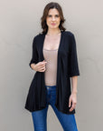Open Front Elbow Length Sleeve Womens Cardigan