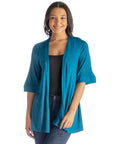 Open Front Elbow Length Sleeve Womens Cardigan