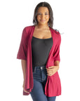 Open Front Elbow Length Sleeve Womens Cardigan