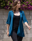 Open Front Elbow Length Sleeve Womens Cardigan