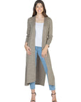 Womens Long Duster Open Front Knit Cardigan