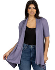 Loose Fit Open Front Cardigan with Half Sleeve