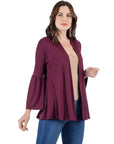 Bell Sleeve Flared Open Front Cardigan
