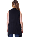 Draped Open Front Sleeveless Cardigan Vest