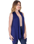 Draped Open Front Sleeveless Cardigan Vest