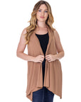 Draped Open Front Sleeveless Cardigan Vest