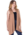 Draped Open Front Sleeveless Cardigan Vest