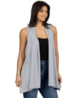 Draped Open Front Sleeveless Cardigan Vest