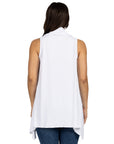 Draped Open Front Sleeveless Cardigan Vest