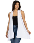 Draped Open Front Sleeveless Cardigan Vest
