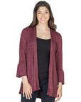 Womens Knit Bell Sleeve Open Cardigan