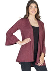 Womens Knit Bell Sleeve Open Cardigan