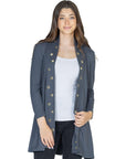 Long Sleeve Mid Thigh Open Front Cardigan with Grommet Details