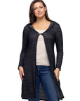 Knee Length Long Sleeve Hooded Womens Cardigan Shrug