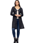 Knee Length Long Sleeve Hooded Womens Cardigan Shrug