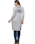Knee Length Long Sleeve Hooded Womens Cardigan Shrug