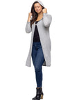 Knee Length Long Sleeve Hooded Womens Cardigan Shrug