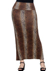 Animal Print Foldover Waist Maxi Skirt