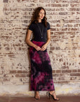 Pink Tie Dye Fold over Waist Maxi Skirt