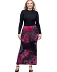 Pink Tie Dye Fold over Waist Maxi Skirt