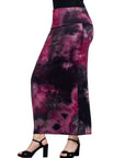 Pink Tie Dye Fold over Waist Maxi Skirt