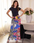 24seven Comfort Apparel Womens Multicolor Floral Print Foldover Waist Maxi Skirt