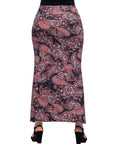 Paisley Print Fold Over Waist Maxi Skirt