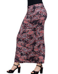 Paisley Print Fold Over Waist Maxi Skirt
