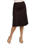 A Line Elastic Waist Knee Length Skirt