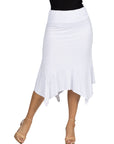 Solid Color Knee Length Elastic Waist Handkerchief Skirt