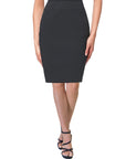 Solid Color Elastic Waist Knee Length Pencil Skirt