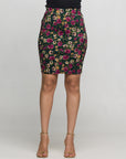 24seven Comfort Apparel Floral Print Knee Length Pencil Skirt
